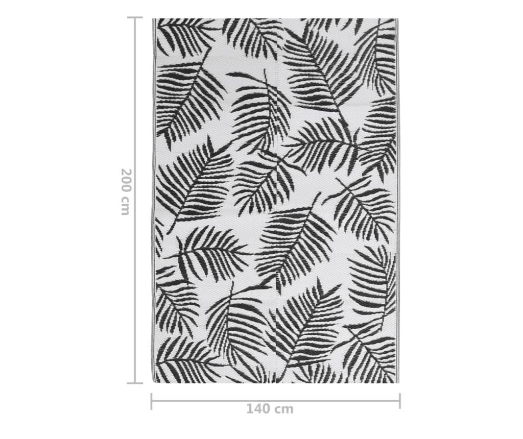 Външен килим, черен, 140x200 см, PP - 7