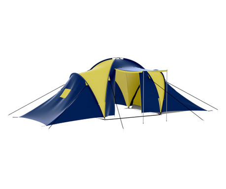 Namiot kempingowy 9-osobowy, niebiesko-żółty