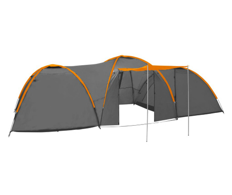 Къмпинг палатка тип иглу 650x240x190 см 8-местна сиво/оранжево