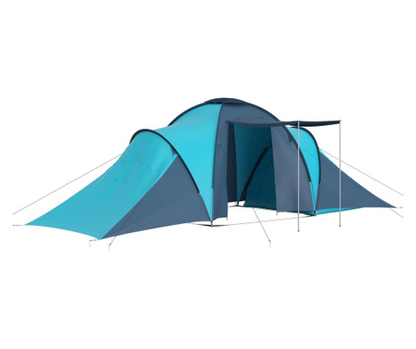 Cort camping, 6 persoane, albastru si bleu