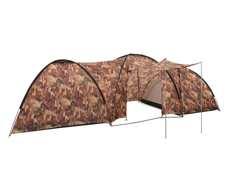 Палатка за къмпинг тип иглу, 650x240x190 см, 8-местна, камуфлаж