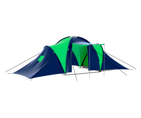 Namiot turystyczny 9-osobowy, niebiesko-zielony