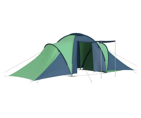 Cort camping, 6 persoane, albastru si verde