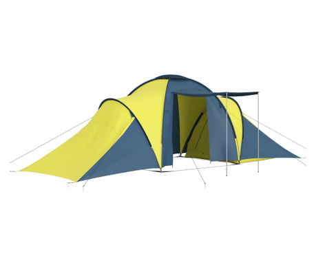Cort camping, 6 persoane, albastru si galben