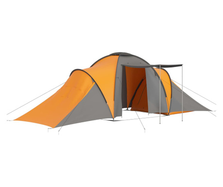 Cort camping, 6 persoane, gri si portocaliu
