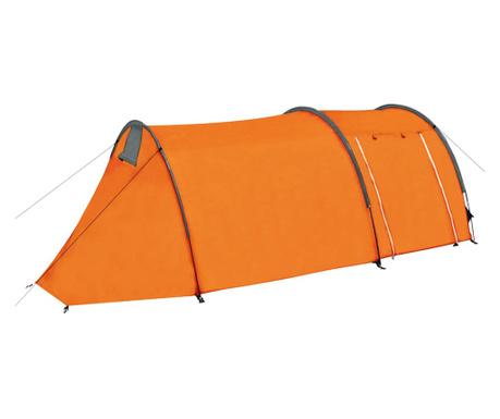 Cort de camping, 4 persoane, gri si portocaliu