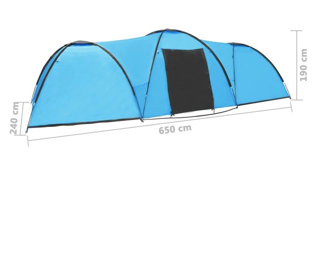 8 személyes kék iglu kempingsátor 650 x 240 x 190 cm