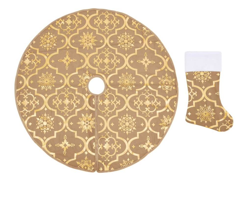 Suknja za božićno drvce s čarapom, žuta, 122 cm, tkanina - 2