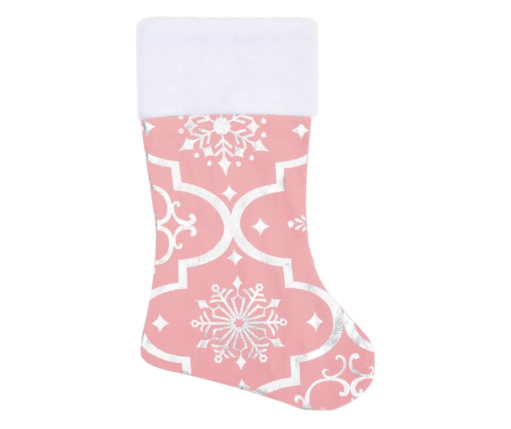 Božićna suknja za drvo s čarapom, ružičasta, 90 cm, tkanina - 4