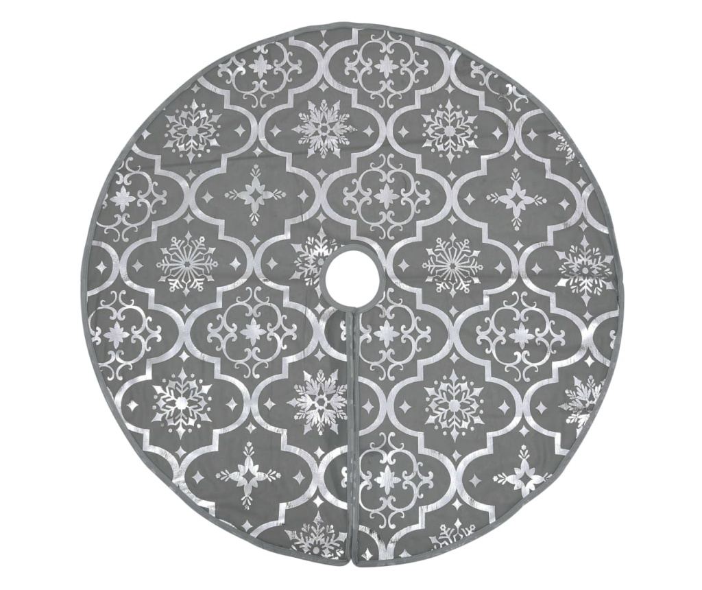 Božićni podmetač za drvce s čarapom, siva, 90 cm, tkanina - 3