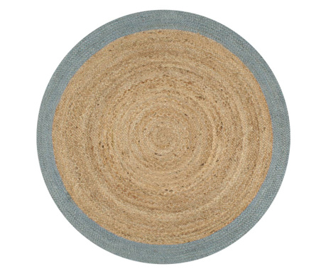 Ръчно тъкан килим от юта, маслиненозелен кант, 90 см
