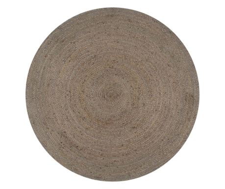 Covor manual, gri, 150 cm, iută, rotund