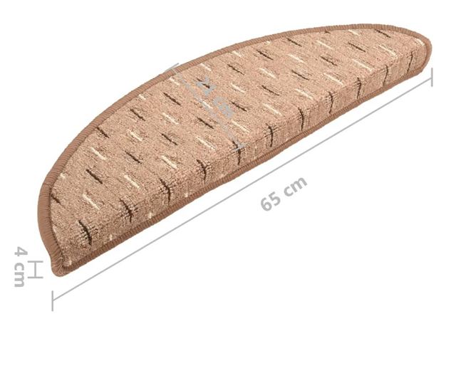 Tepih za stepenice, 15 kom., smeđa, 65x25 cm