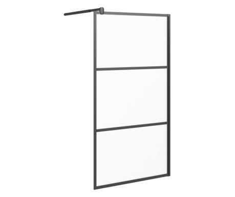 Pregrada za tuširanje 100 x 195 cm s mutnim staklom ESG crna 