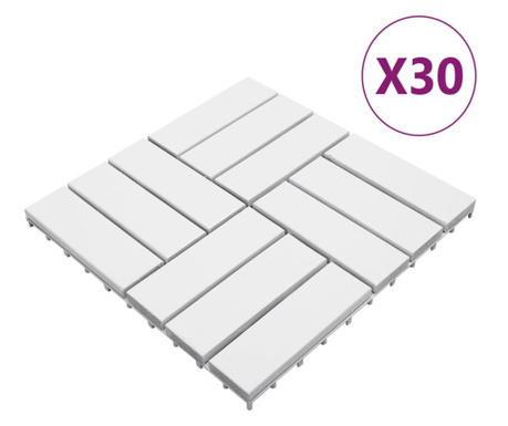 30 db fehér tömör akácfa padlólap 30 x 30 cm