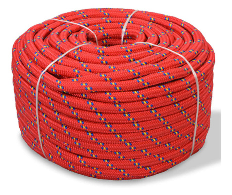 Морско въже, полипропилен, 8 мм, 100 м, червено