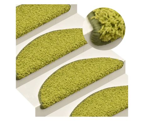 Covorașe pentru trepte scară, 15 buc., verde, 65 x 21 x 4 cm