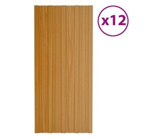 Krovni paneli 12 kom od pocinčanog čelika boja drva 100 x 45 cm