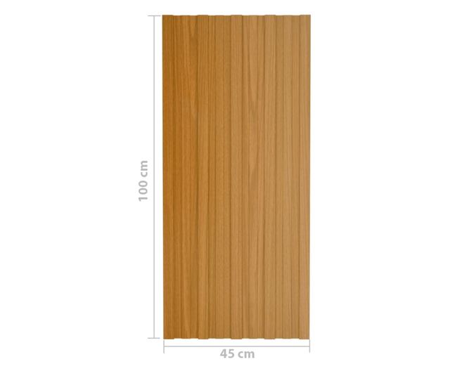 Krovni paneli 12 kom od pocinčanog čelika boja drva 100 x 45 cm