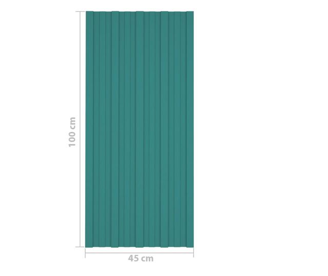 Krovni paneli 36 kom od pocinčanog čelika zeleni 100 x 45 cm