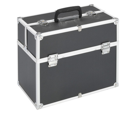Куфар за гримове, 37x24x35 см, черен, алуминий