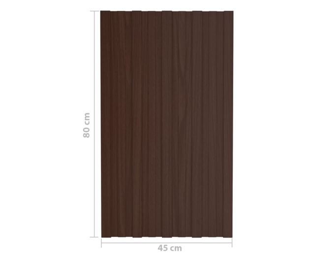 Krovni paneli 12 kom od pocinčanog čelika smeđi 80 x 45 cm