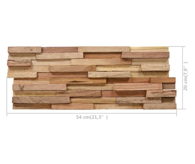 Panouri placare pereti 3D, 10 buc., 1,08 m², lemn masiv de tec