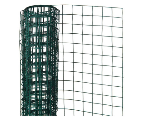 Телена мрежа квадрат 1x5 м 13 мм стомана с пластмаса зелена