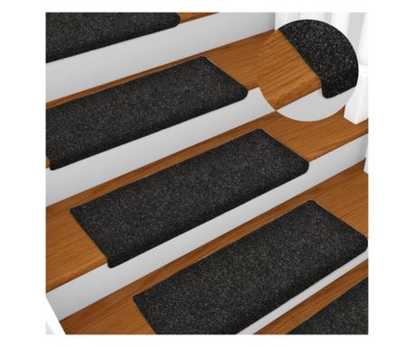 Lyukasztott lpcssznyeg, 15 db, fekete, 65 x 25 cm