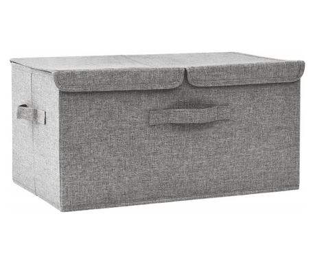 Кутия за съхранение, текстил, 50x30x25 см, сива