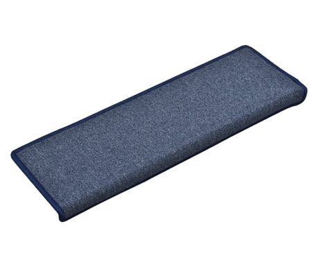 Kobercové nášlapy na schody 15 ks 65 x 25 cm modré