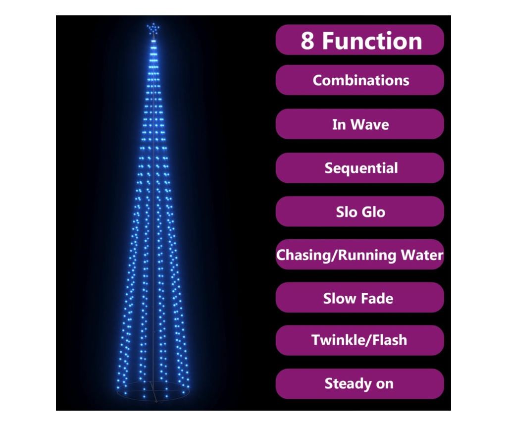 Božićni ukras za stablo konusni 752 LED plava 160x500 cm - 3