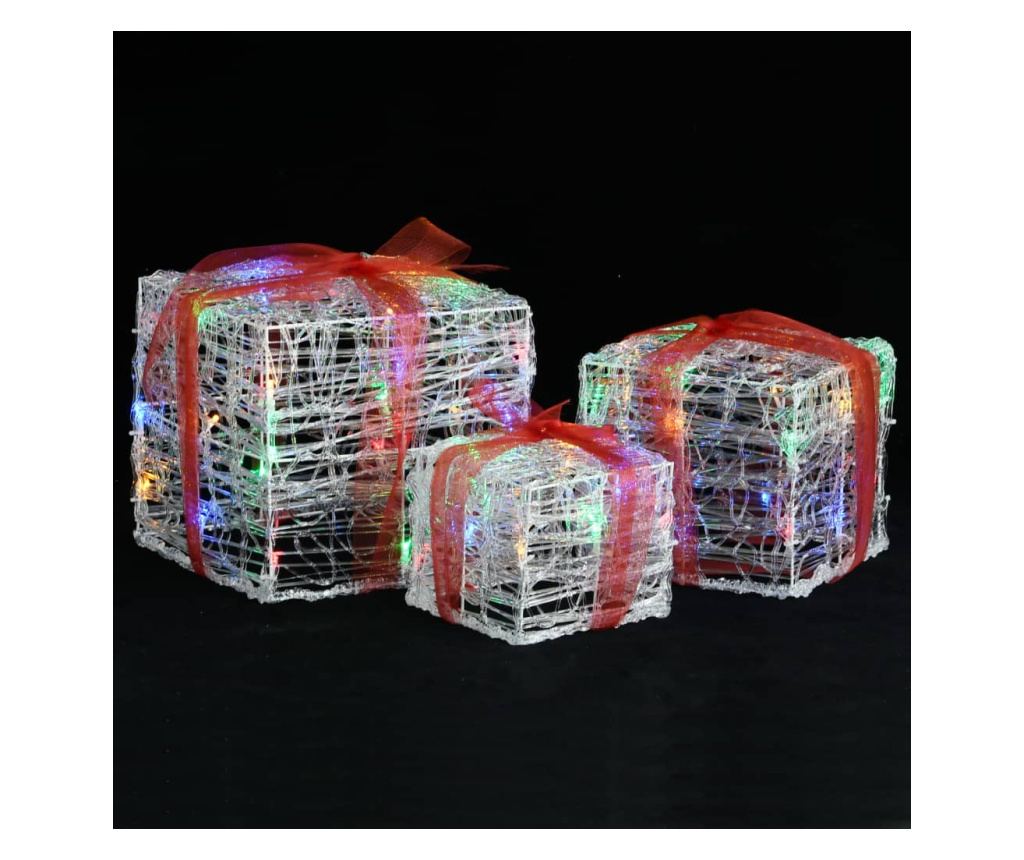 Božićne ukrasne poklon kutije, 3 kom., višebojne, akril - 2