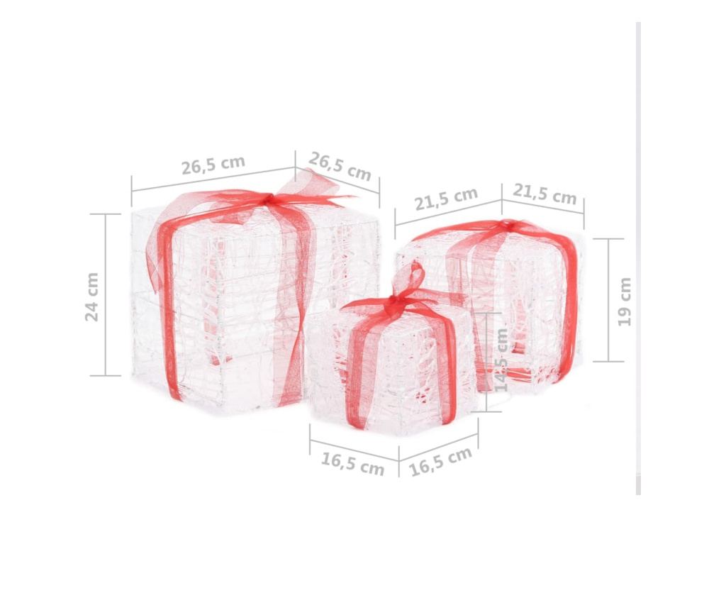 Božićne ukrasne poklon kutije, 3 kom., višebojne, akril - 7