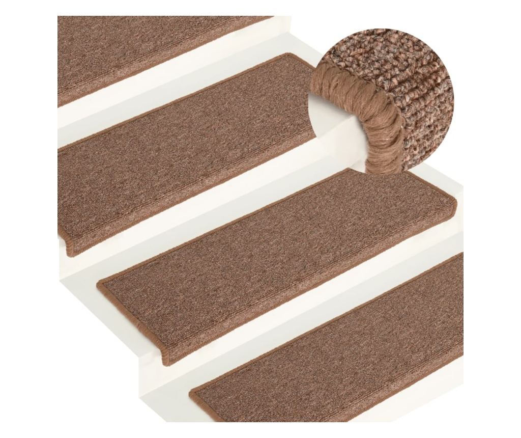 Tepisi za stepenice 15 kom 65x21x4 cm smeđi - 3