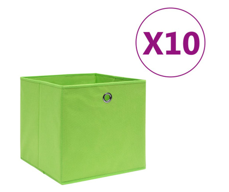 Кутии за съхранение 10 бр нетъкан текстил 28x28x28 см зелени