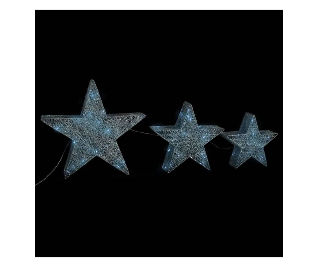 Božićni ukrasi zvijezde 3 kom. Srebrna mreža LED za van/unutra - 2
