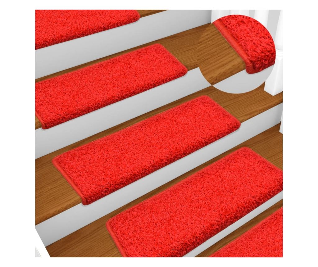 Tepisi za stepenice 15 kom 65x21x4 cm crveni - 3