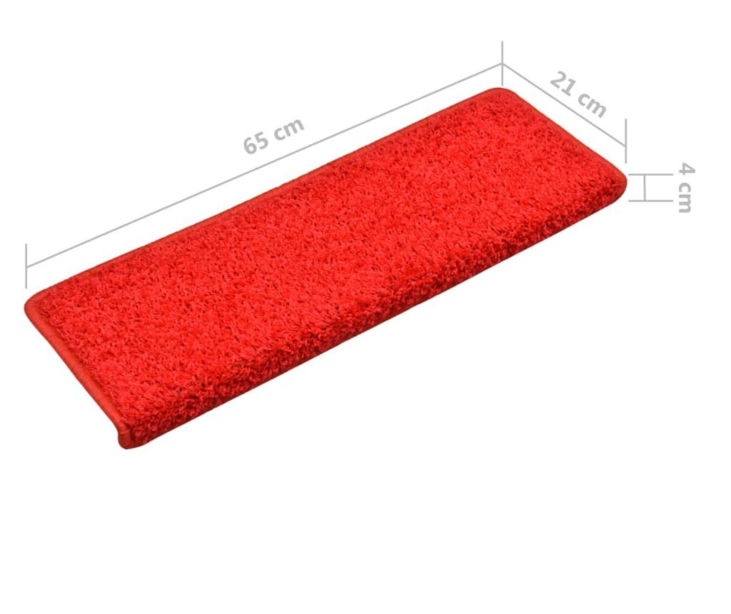 Tepisi za stepenice 15 kom 65x21x4 cm crveni - 8
