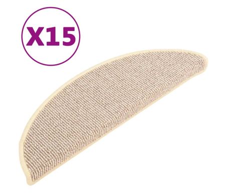 Tepisi za stepenice 15 kom bijelo-smeđi 56 x 17 x 3 cm 