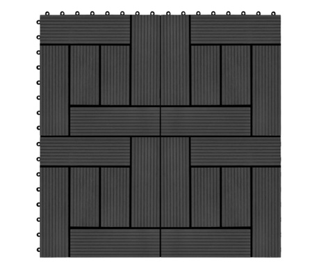 Placi de pardoseala 11 buc, negru, 30 x 30 cm, WPC, 1 mp