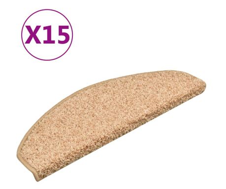 Kobercové nášlapy na schody 15 ks zlaté 65 x 21 x 4 cm