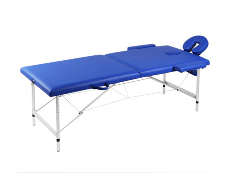 Zložljiva masažna miza 2 coni z aluminijastim okvirjem modra