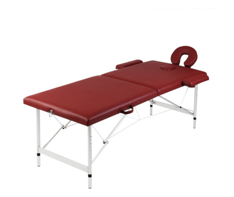 Červený masážní stůl 2 zóny s hliníkovým rámem