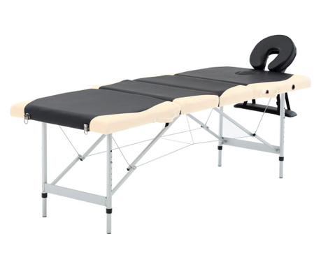 4-conska zložljiva masažna miza aluminij črne in bež barve