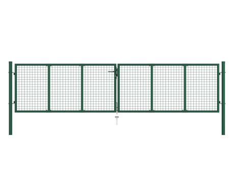 Poarta de gradina din plasa, verde, 400 x 100 cm, otel