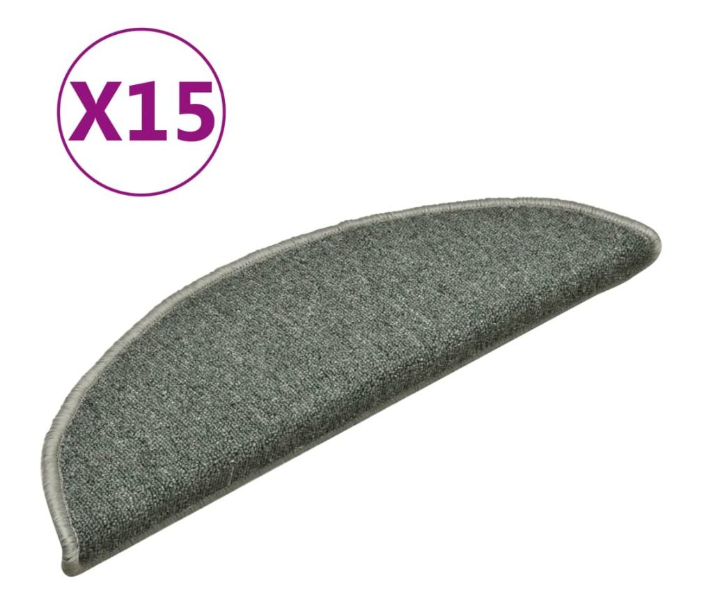 Covorașe pentru trepte scară, 15 buc., verde închis, 56x17x3 cm - 2