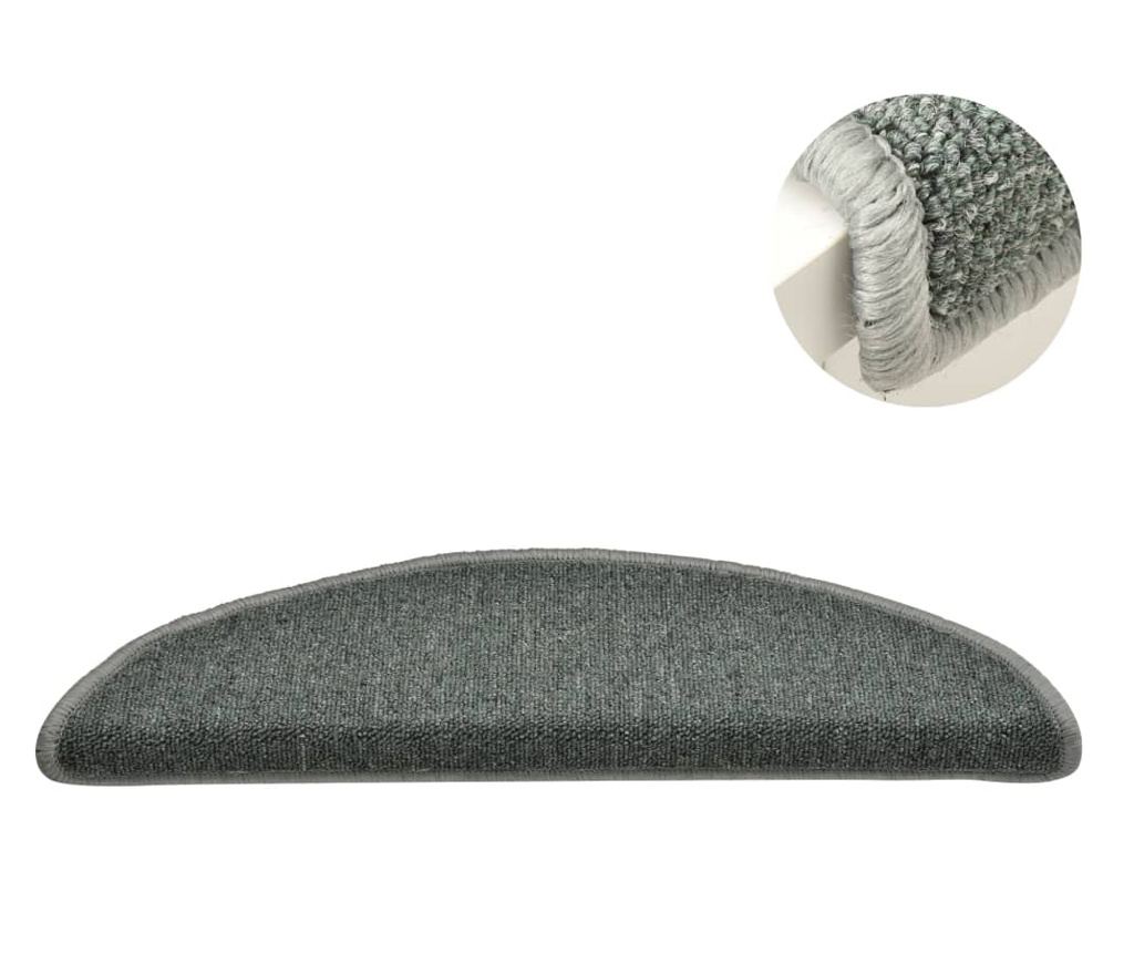 Covorașe pentru trepte scară, 15 buc., verde închis, 56x17x3 cm - 4