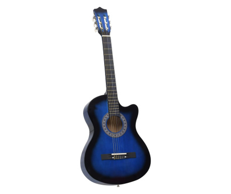 Уестърн акустична cutaway китара с 6 струни, син нюанс, 38"