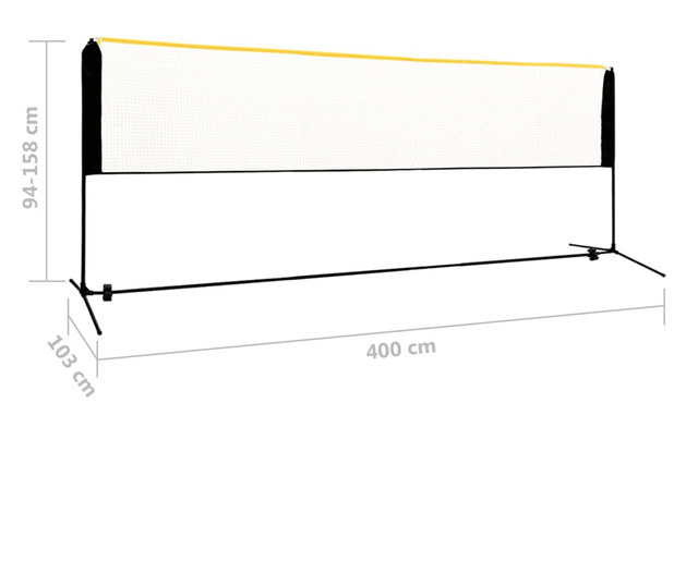Siatka do badmintona, regulowana, 400x103x94-158 cm, metalowa